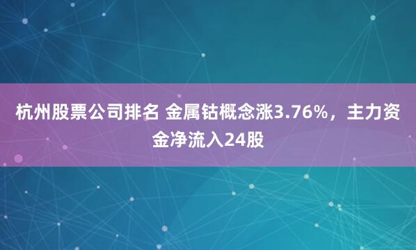 杭州股票公司排名 金属钴概念涨3.76%，主力资金净流入24股